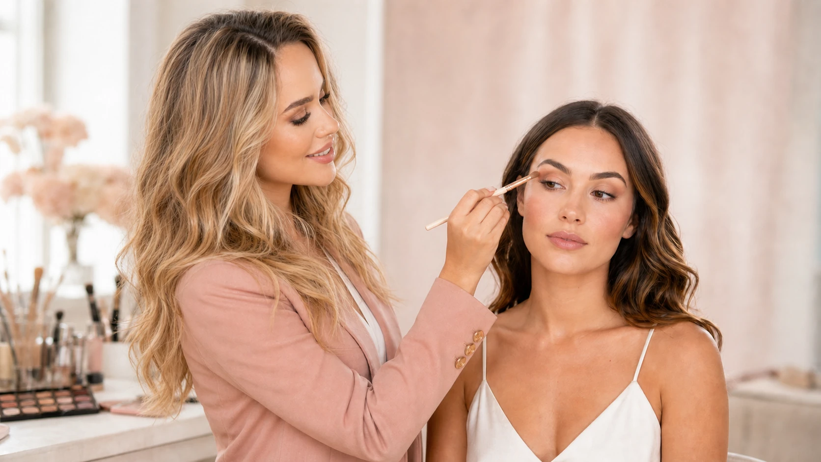 Angeline Jasmin demonstrating makeup application technique